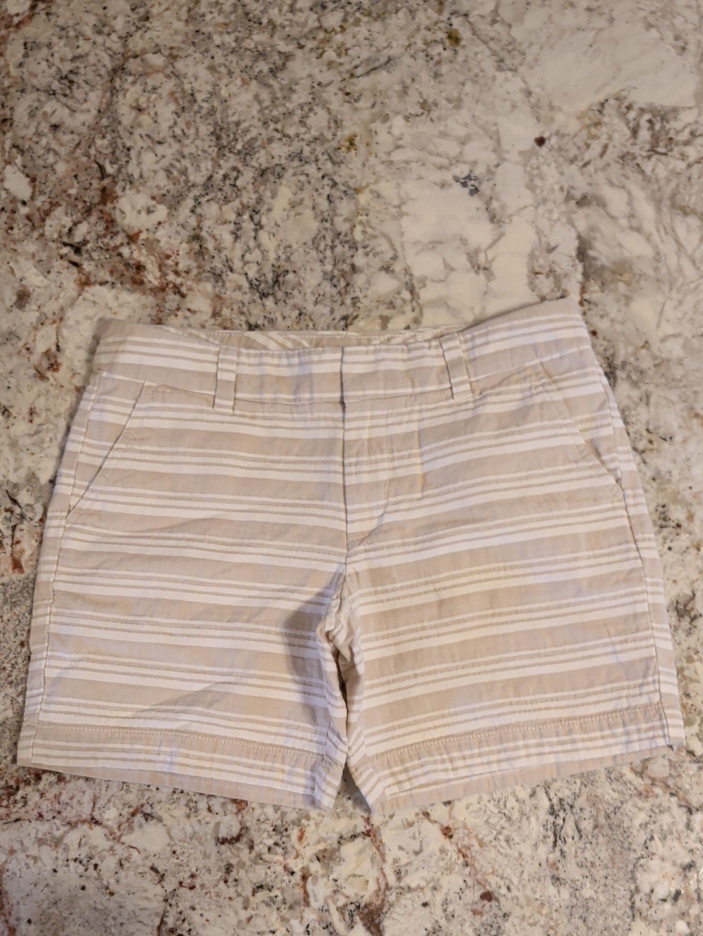 Tommy Hilfiger Beige and White Striped Women's Shorts